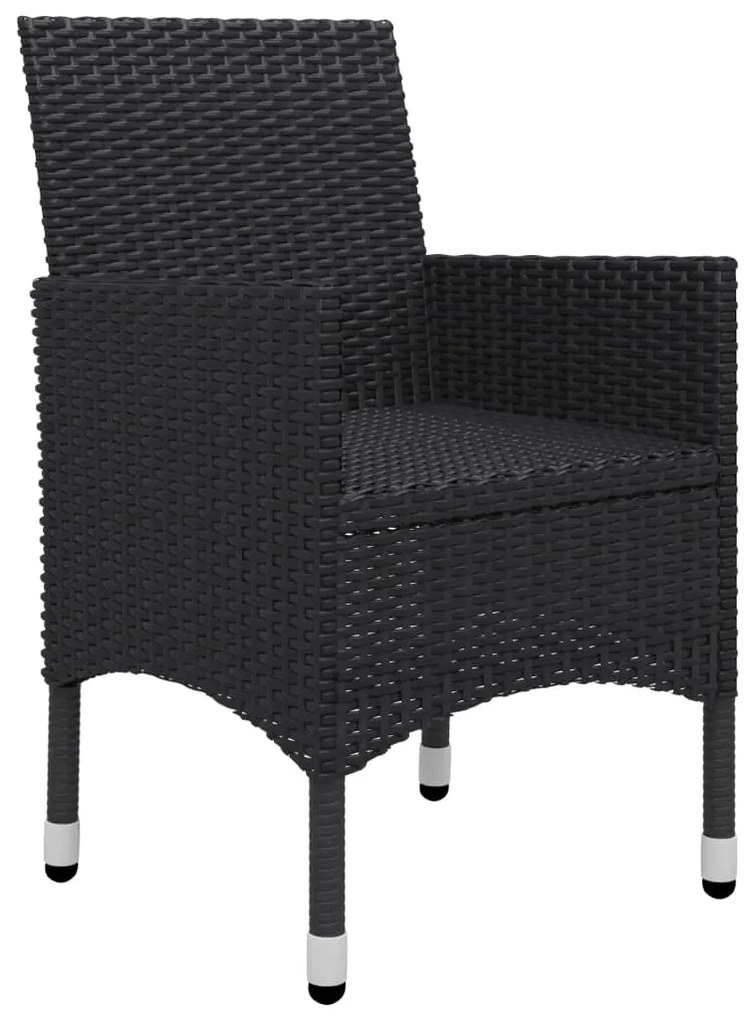 9 pcs conjunto de jantar para jardim vime PE e vidro preto
