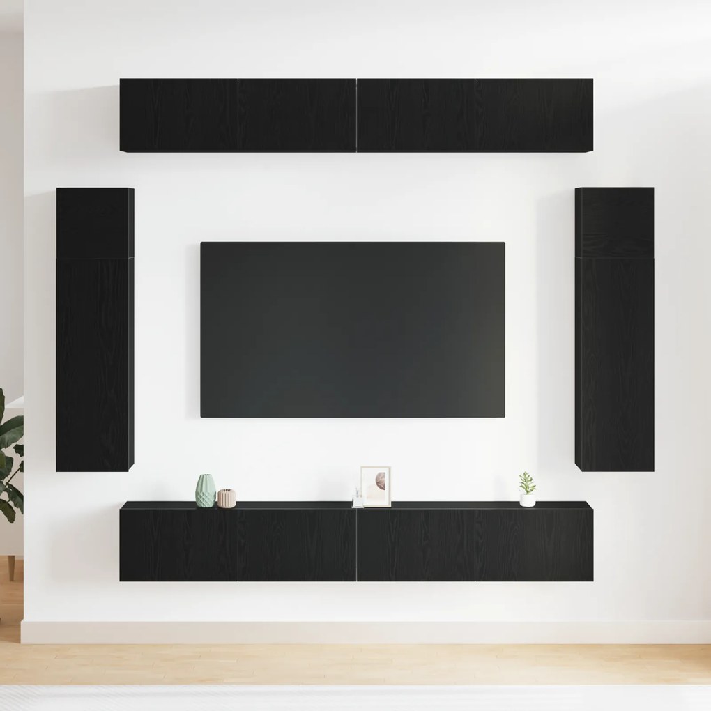 Conjunto de Estante de TV de 8 Peças - Montado na Parede, Carvalho Pre