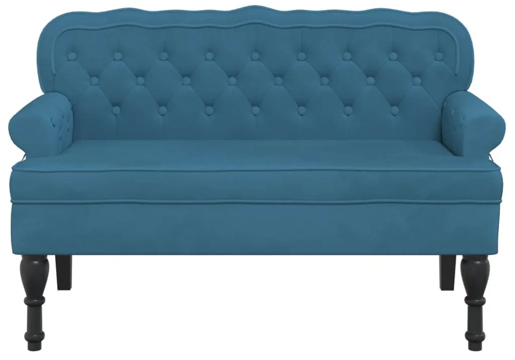Banco com encosto 119,5x64,5x75 cm veludo azul
