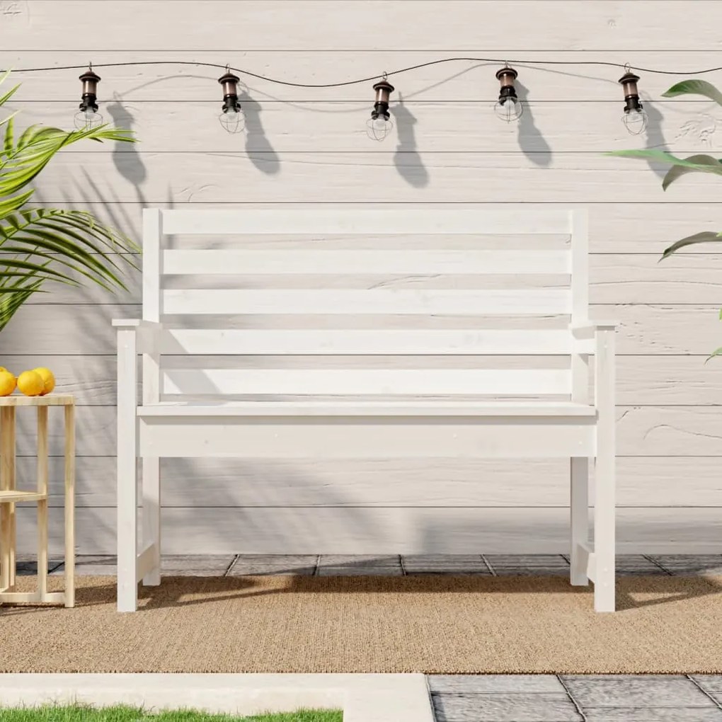 vidaXL Banco de jardim 109x48x91,5 cm madeira de pinho maciça branco