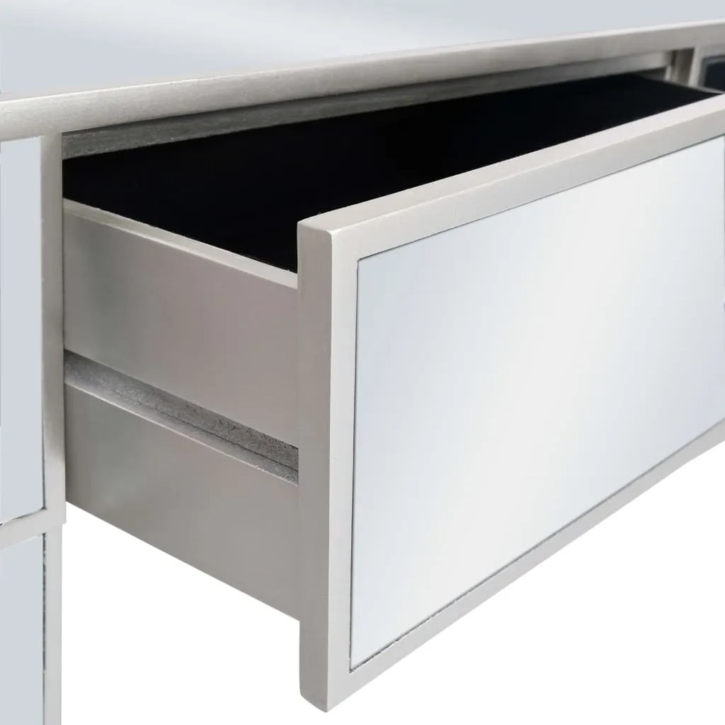 Mesa consola espelhada em MDF e vidro 106,5x38x76,5 cm