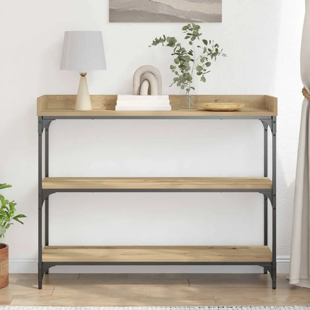 Mesa de Console vidaXL Carvalho Artisan 100x30x80 cm Madeira Engineere