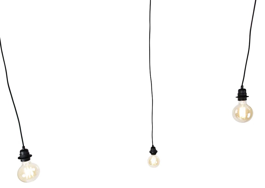 Candeeiro de suspensão industrial preto 3 luzes - Cava Moderno