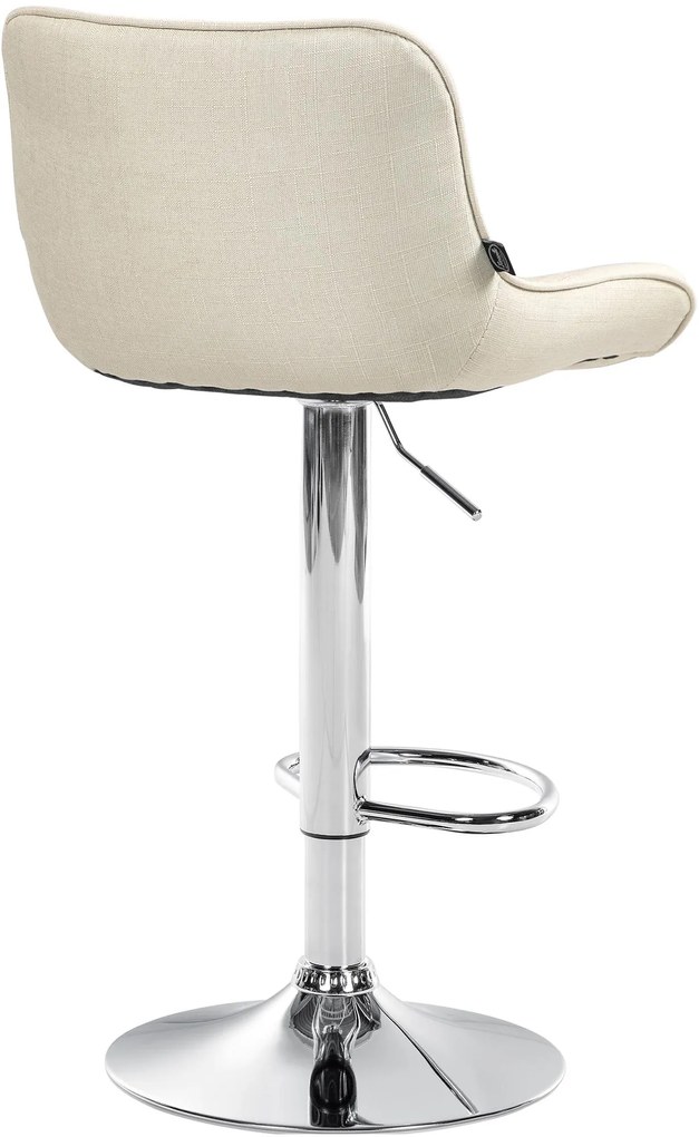 Banco alto em tecido com estrutura prateada 85-106 x 49 x 51 cm cor creme