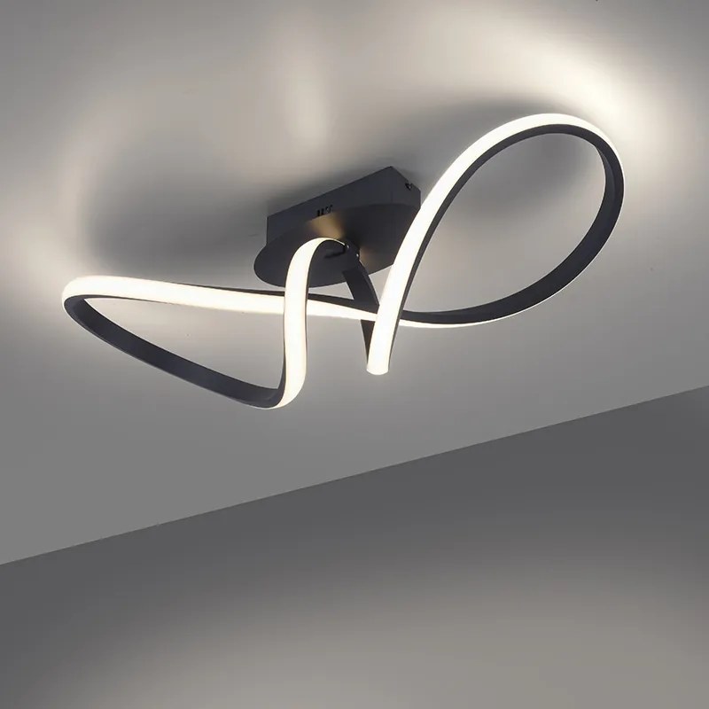 Candeeiro de teto preto 61 cm 3-step dimmer incl. LED - Viola Due Design