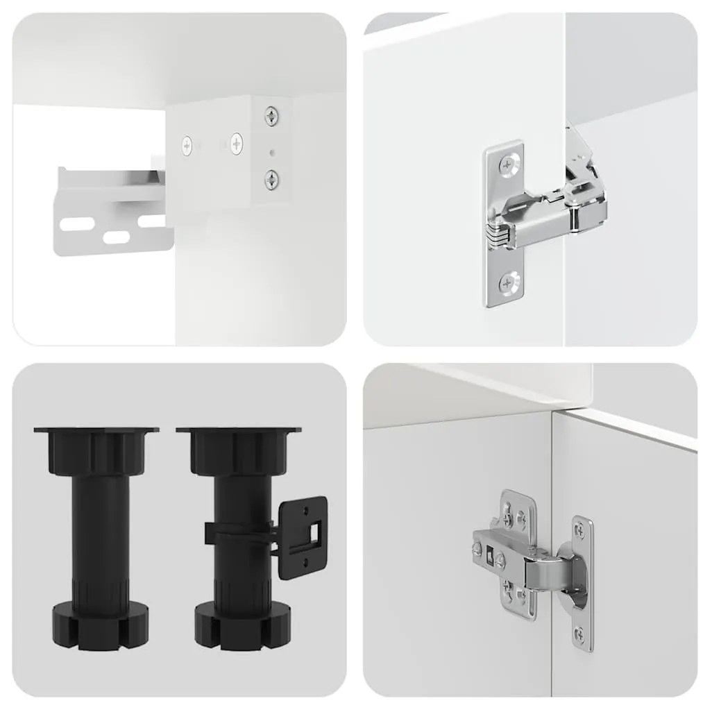 7 peças armário de cozinha conjunto Kalmar branco brilhante