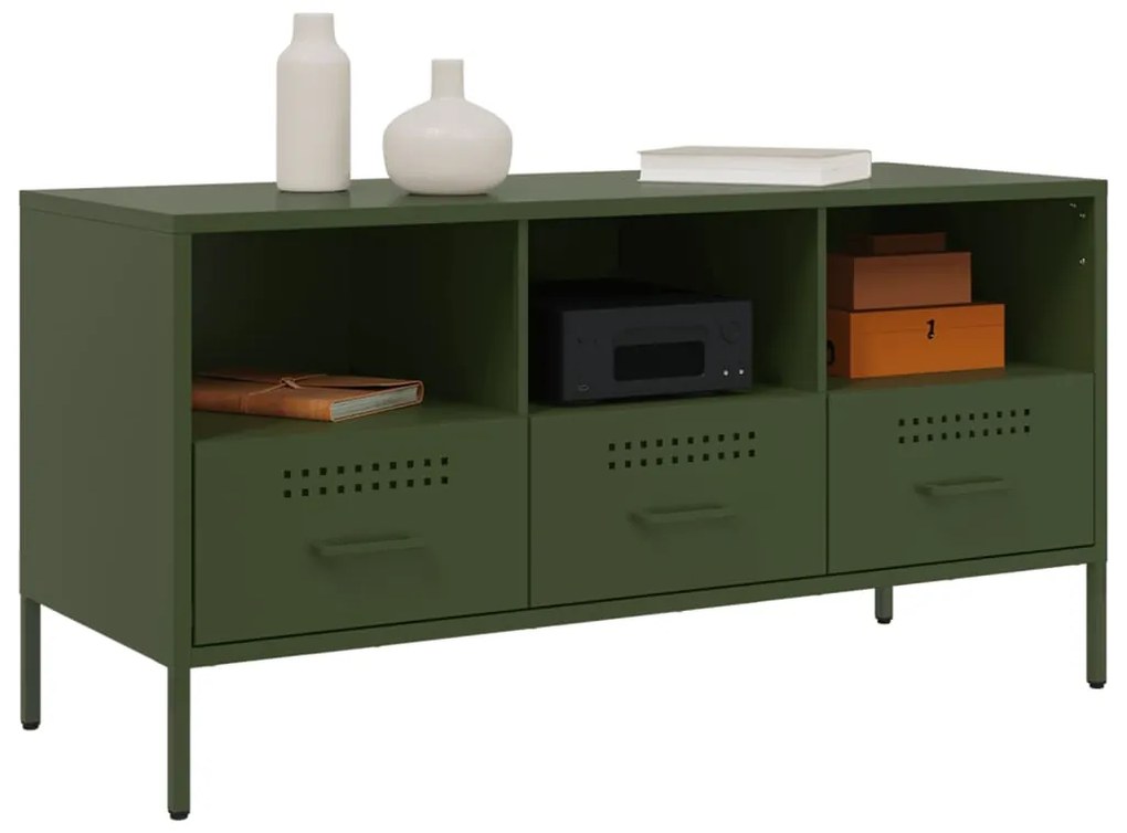 Móvel de TV 100,5x39x50,5 aço verde-azeitona