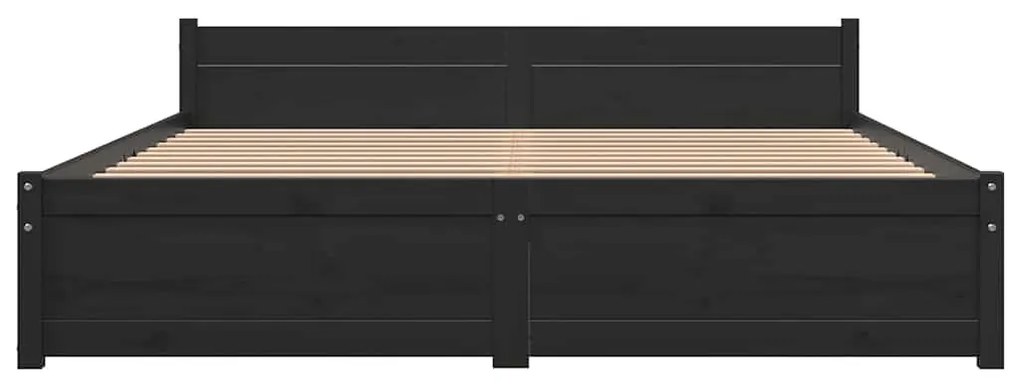 Estrutura de cama casal 135x190 cm madeira maciça preto