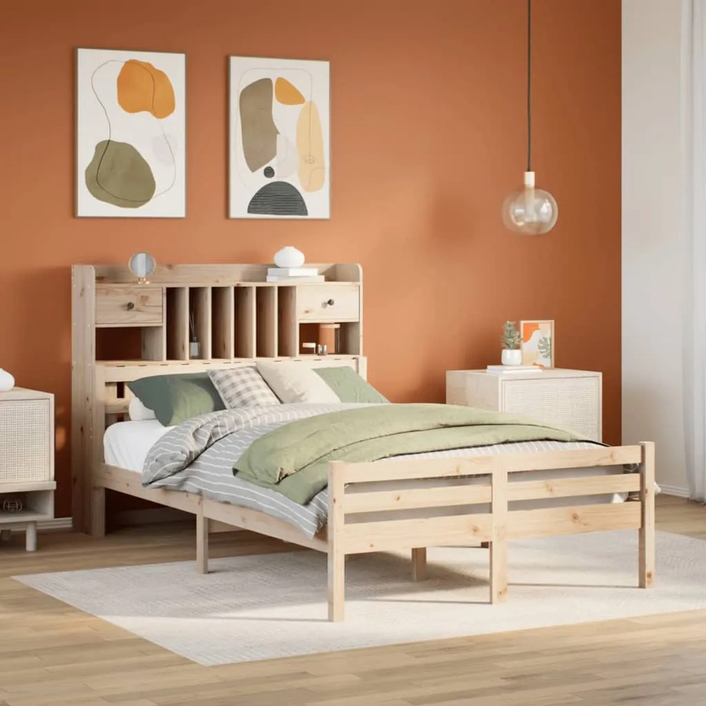Cama com estante sem colchão 135x190 cm pinho maciço