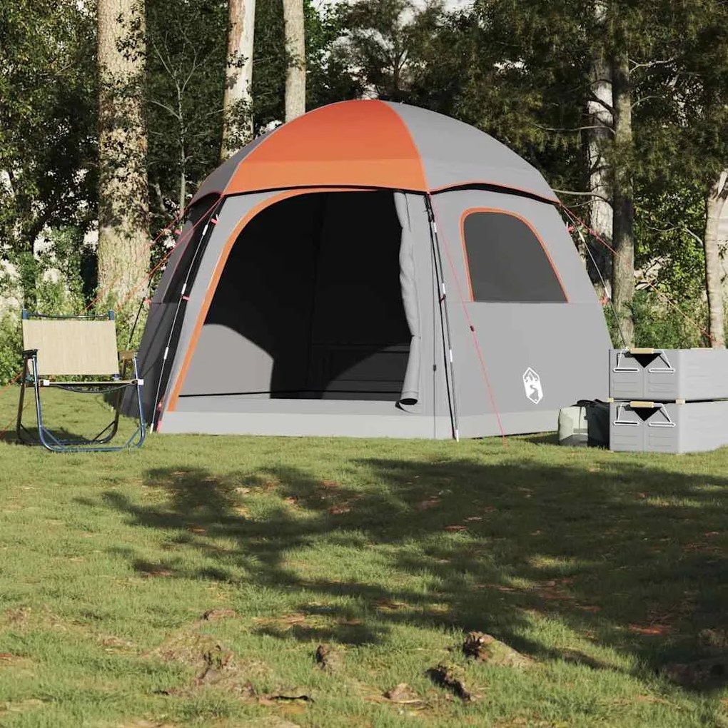 Tenda familiar estilo Igloo 6 pessoas imperm. cinza/laranja