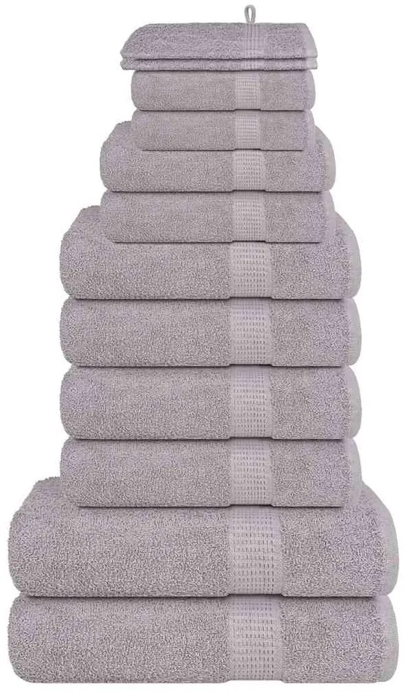 vidaXL 12pcs Conjunto de toalhas FROGN 100% algodão cinza