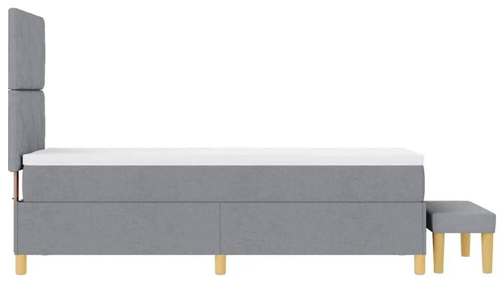 Cama Box com Colchão e Banco Cinza Claro 80x200 cm Tecido