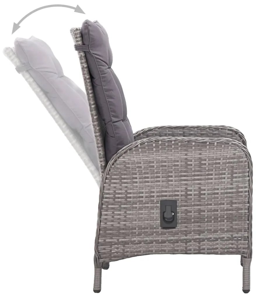 3 pcs conjunto de jantar para jardim cinzento