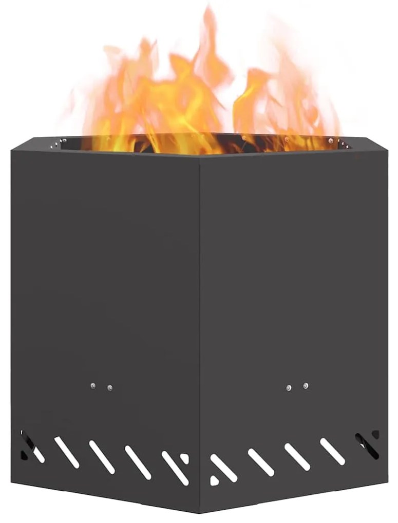 Fogueira Sem Fumaça Hexagonal Preta 58x58x51 cm Aço