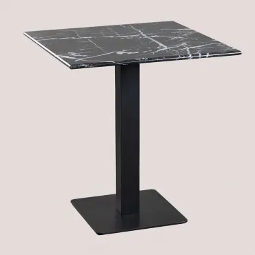 Square Livanto Marble Bar Table Mármore Negro Marquina & ↔︎ 70 Cm & Preto - Sklum