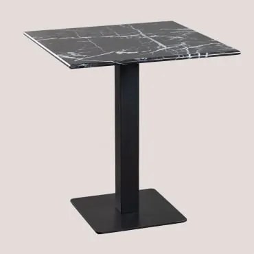 Square Livanto Marble Bar Table Mármore Preto & ↔︎ 70 Cm & Preto - Sklum