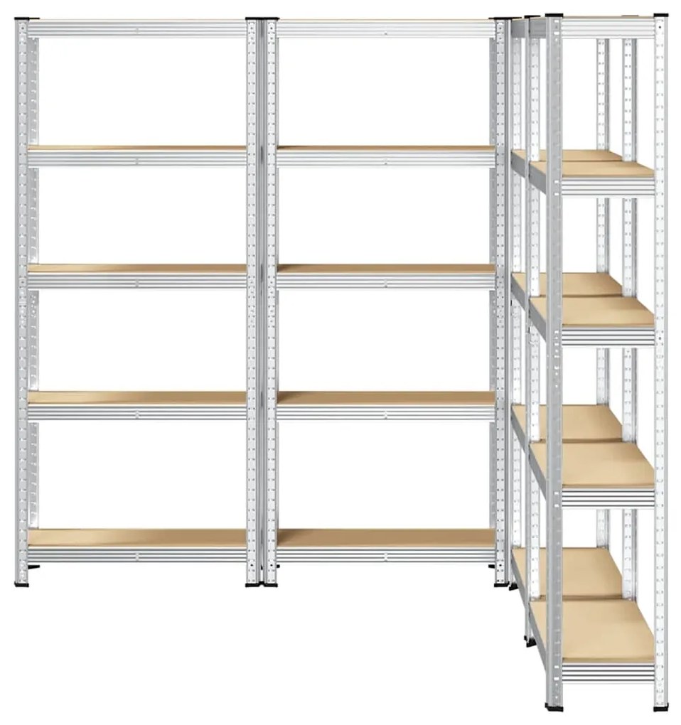 Prateleiras de armazenamento de 5 camadas 4 pcs aço prateado