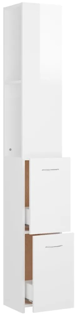 Armário WC 25x26,5x170 cm derivados de madeira branco brilhante