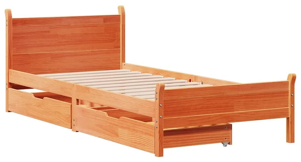 Cama sem colchão 90x190 cm madeira de pinho maciça castanho-mel