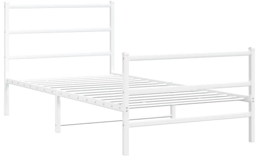Estrutura de cama com cabeceira e pés 100x200 cm metal branco