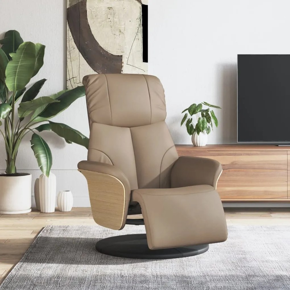 356628 vidaXL Cadeira reclinável com apoio de pés couro artificial cappuccino