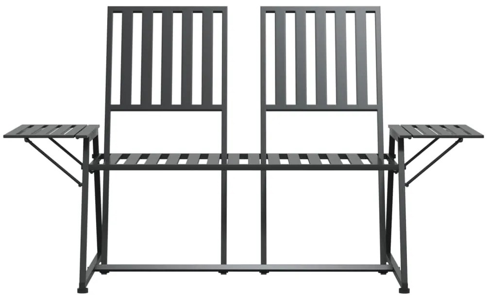 Banco de jardim de 2 lugares 165 cm aço preto