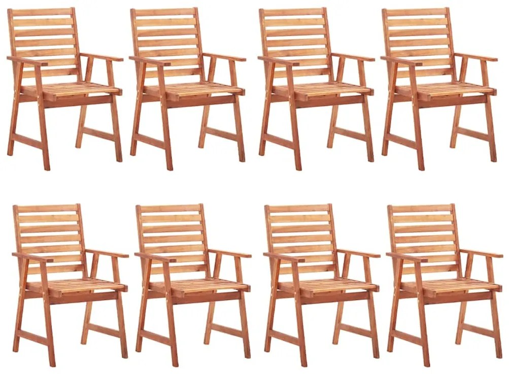 Cadeiras de jantar p/ jardim 8 pcs c/ almofadões acácia maciça