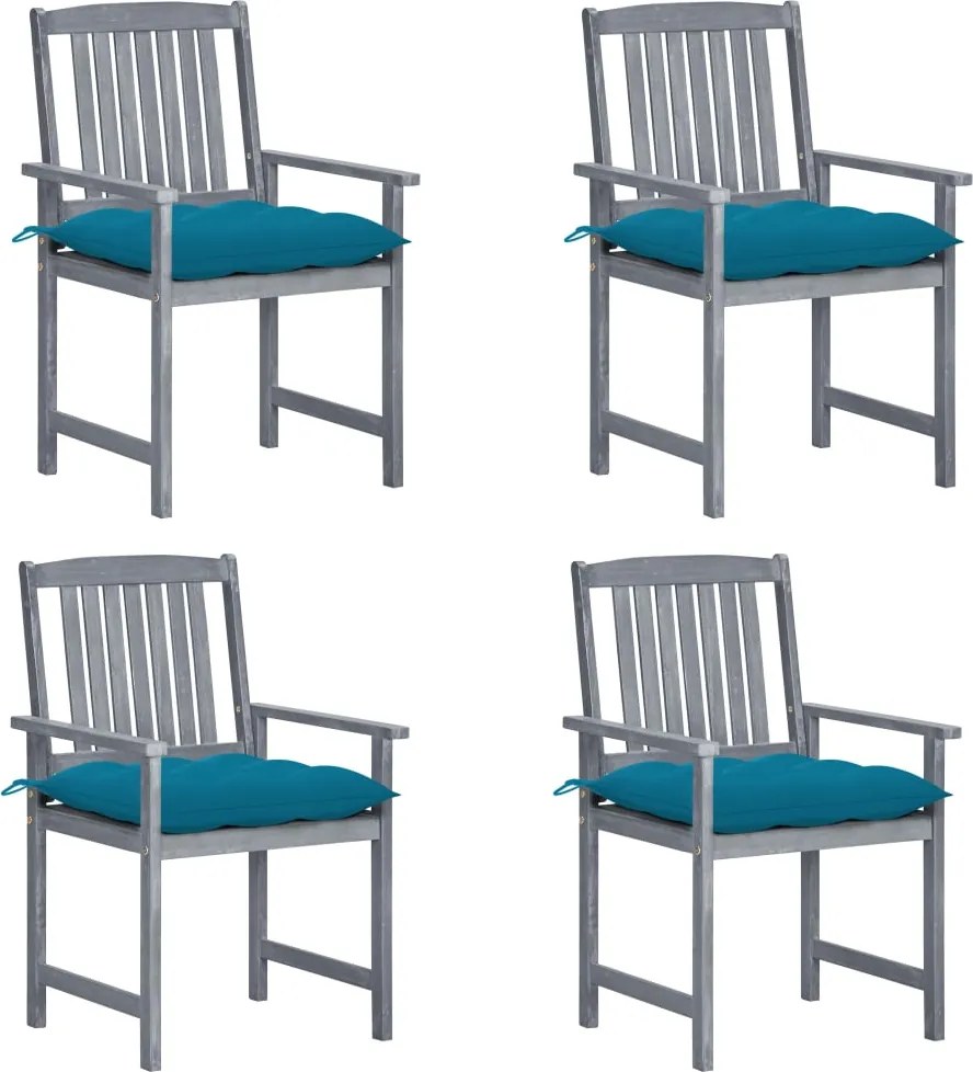 vidaXL Cadeiras de jardim com almofadões 4 pcs acácia maciça cinza