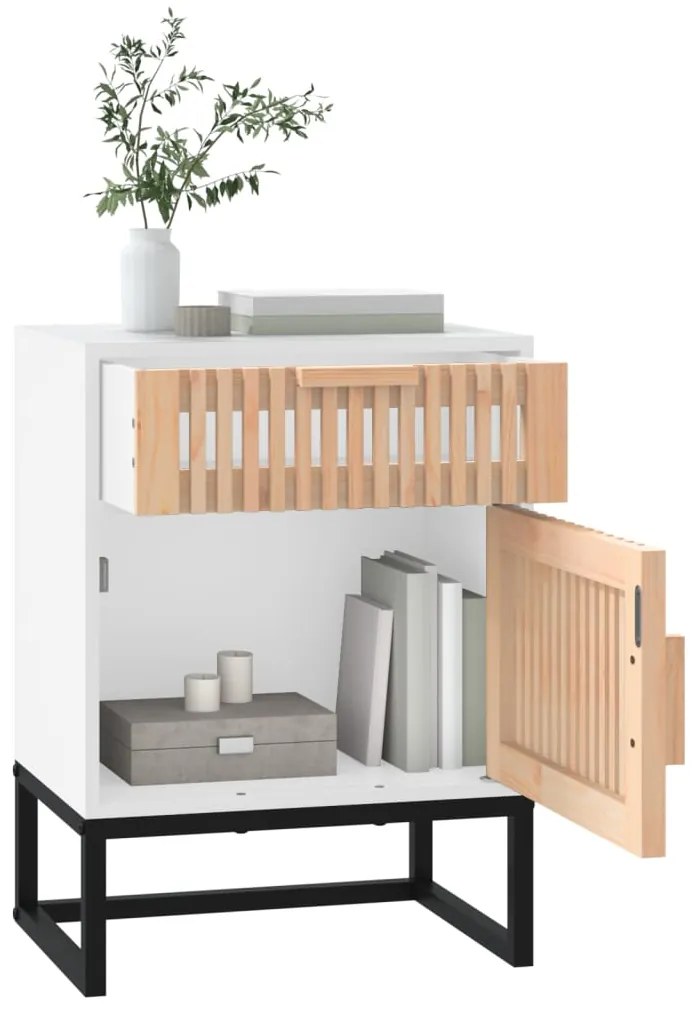 Mesa de cabeceira 40x30x55,5 cm derivados madeira/ferro branco