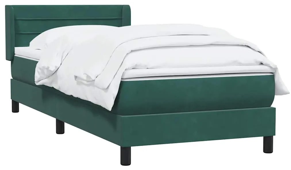 Cama com molas/colchão verde-escuro 80x210 cm veludo