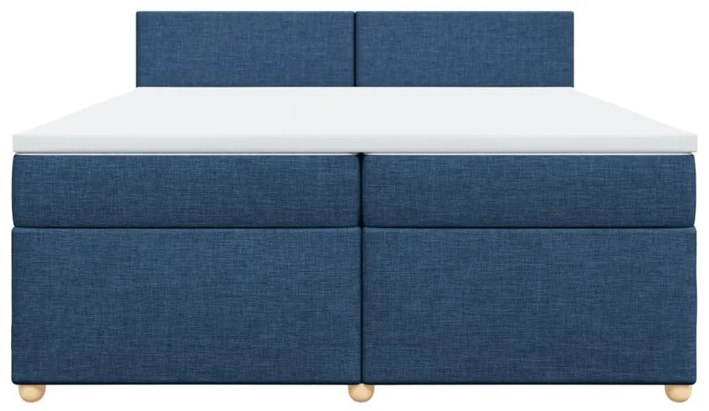 Cama com molas/colchão 200x200 cm tecido azul