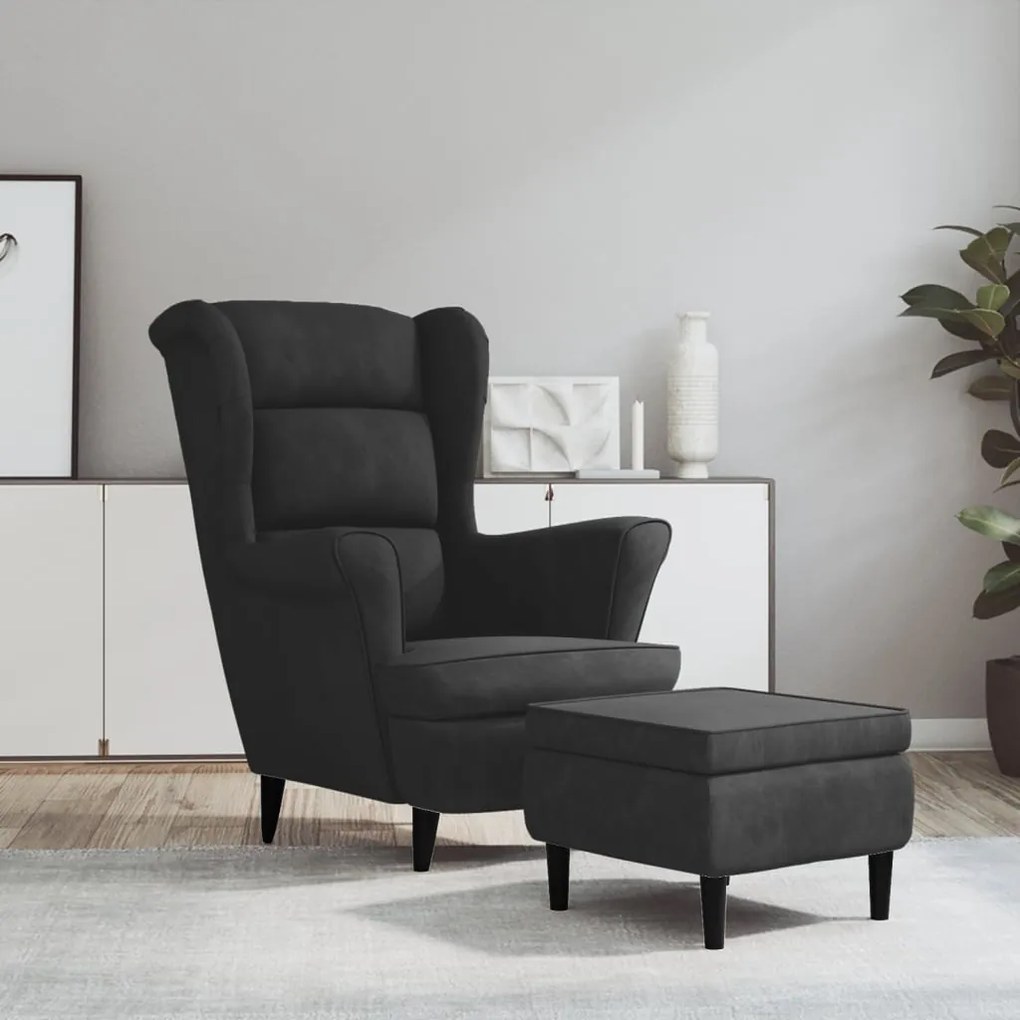 vidaXL Poltrona de descanso com banco veludo cinzento-escuro