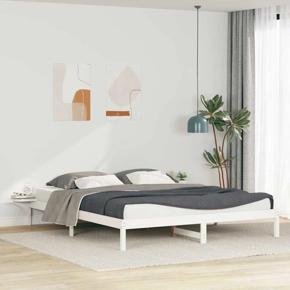 vidaXL Cama com Mesas Laterais Branco 200 x 220 cm