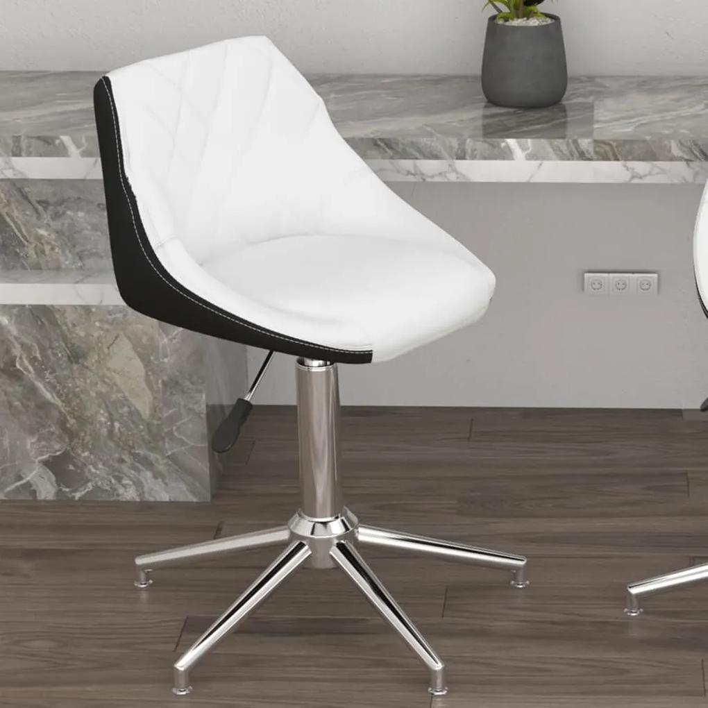 335249 vidaXL Cadeira de escritório giratória couro artificial branco e preto
