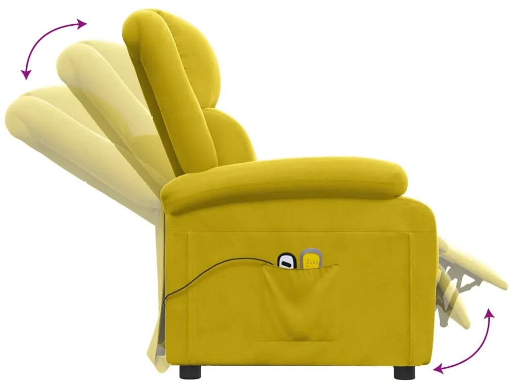 Poltrona de massagens elétrica veludo amarelo