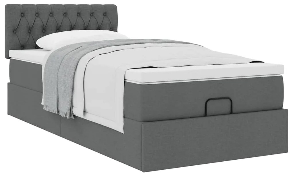 Estrutura cama otomana colchão 90x190 cm tecido cinzento escuro