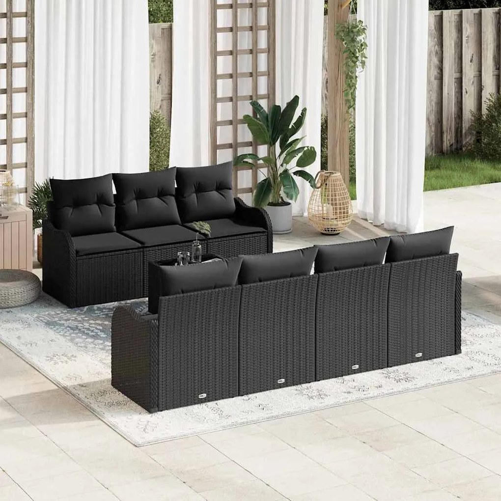 vidaXL Conjunto de Sofá de Jardim Preto 55 x 55 x 37 cm vime PE