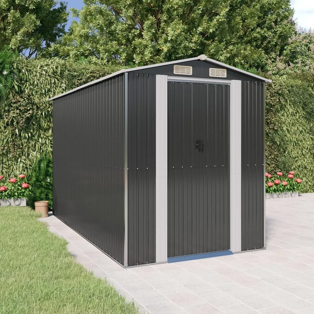 vidaXL Abrigo de jardim 192x357x223 cm aço galvanizado antracite