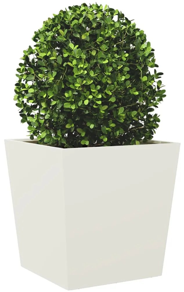 Vaso/floreira de jardim 50x50x50 cm aço branco