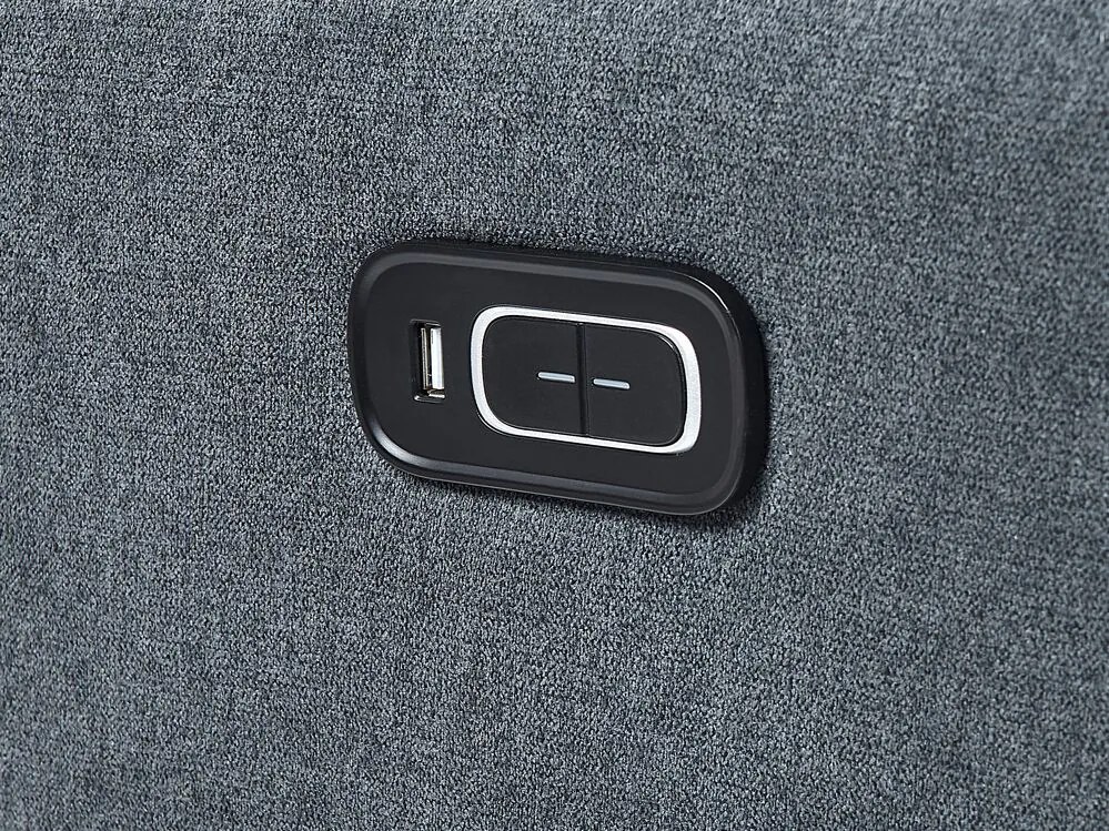 Sofá de canto reclinável elétrico e porta USB em tecido cinzento escuro ROKKE Beliani