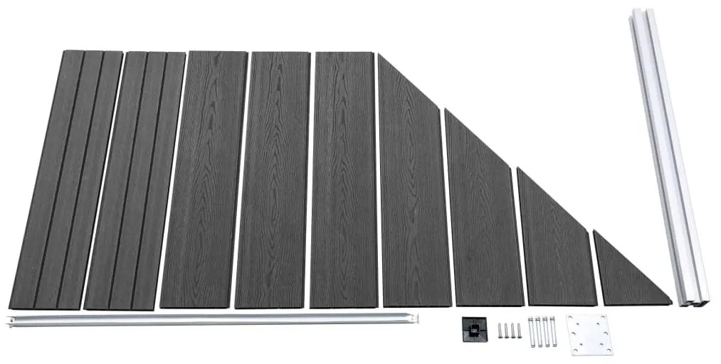 Conjunto de painel de vedação WPC 619x(105-186) cm preto