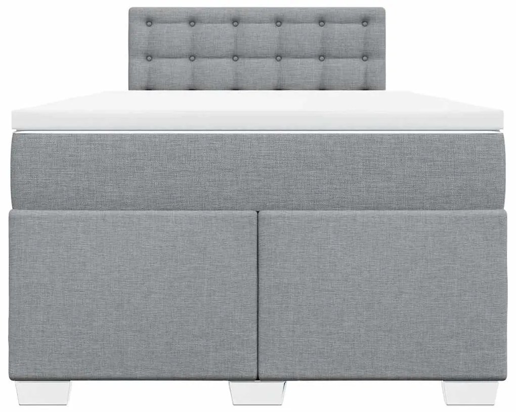 Cama boxspring com colchão 120x190 cm tecido cinzento-claro