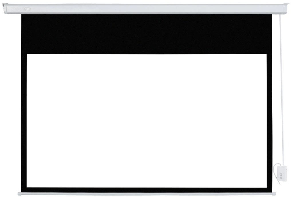 HOMCOM Tela de Projeção Elétrica 80 Polegadas Tela de Projeção Motorizada Formato 16:9 com Controlo Remoto para Cinema am Casa Exterior Festas 209x7,5x142cm Branco