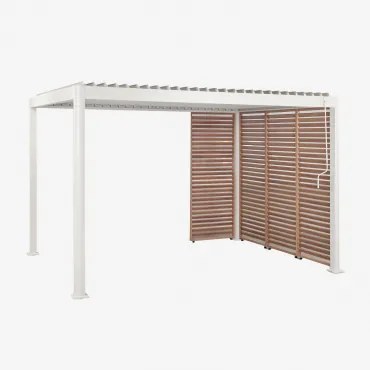 Pérgola Bioclimática De Alumínio Com Lâminas E Painéis Druvia Gardênia Branca - Castanho Castanho & Pérgula De 3x4 M - Sklum