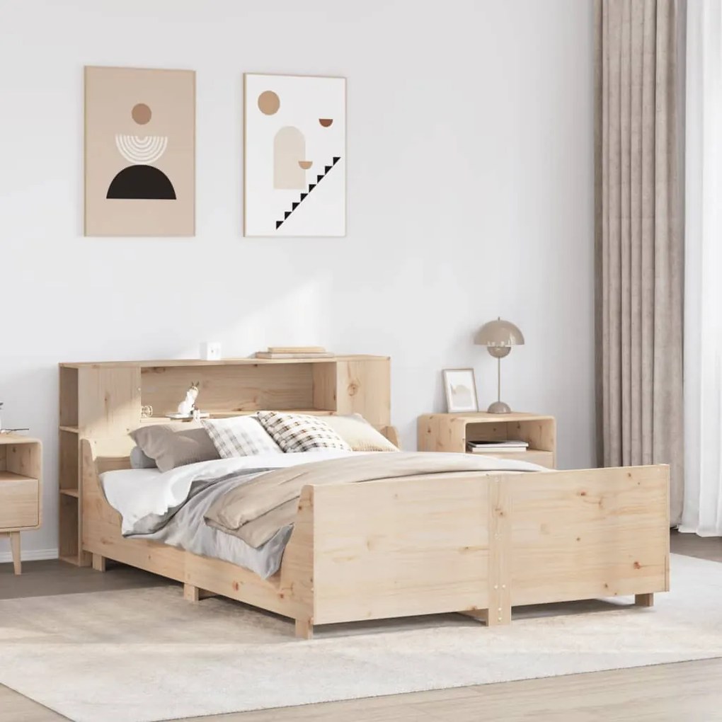 vidaXL Cama sem colchão 120x190 cm madeira de pinho maciça
