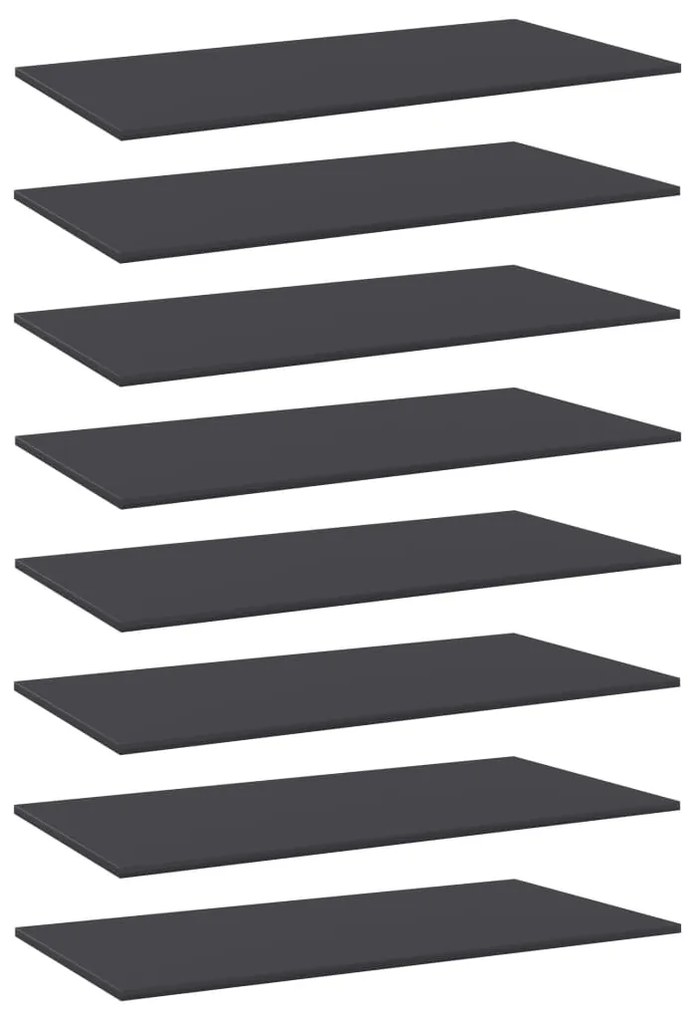 vidaXL Prateleiras p/ estante 8 pcs 80x20x1,5cm contraplacado cinzento