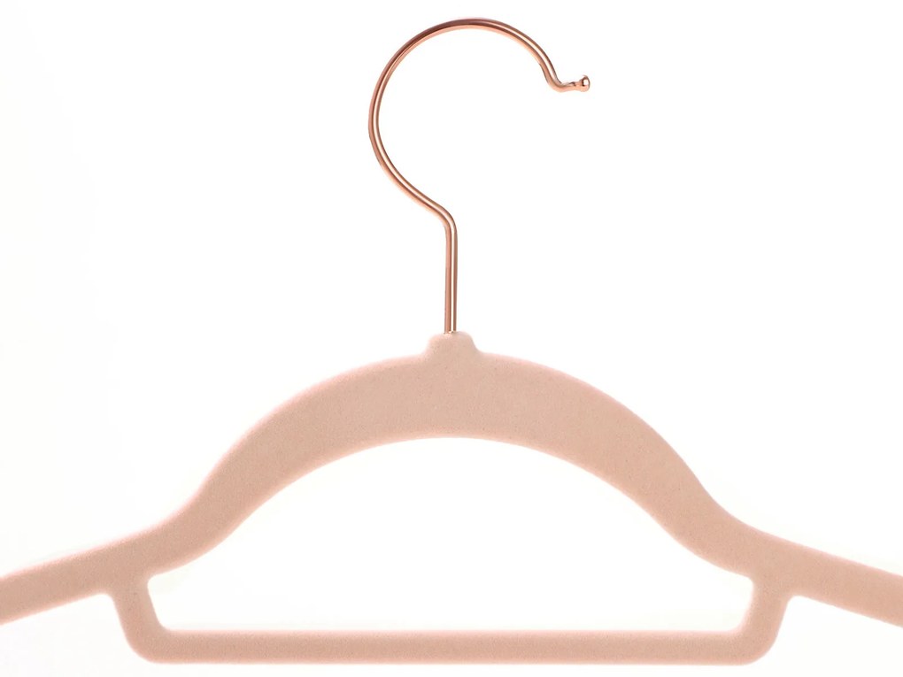 Conjunto de 30 cabides de veludo 45 x 23,5 cm rosa + dourado