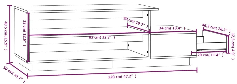 Mesa de centro 120x50x40,5 cm madeira de pinho maciça branco