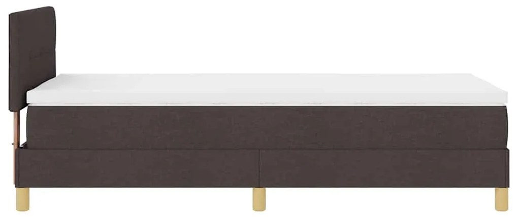 Cama Box Spring com Colchão &amp; LED Castanho Escuro 100x200 cm Tecido
