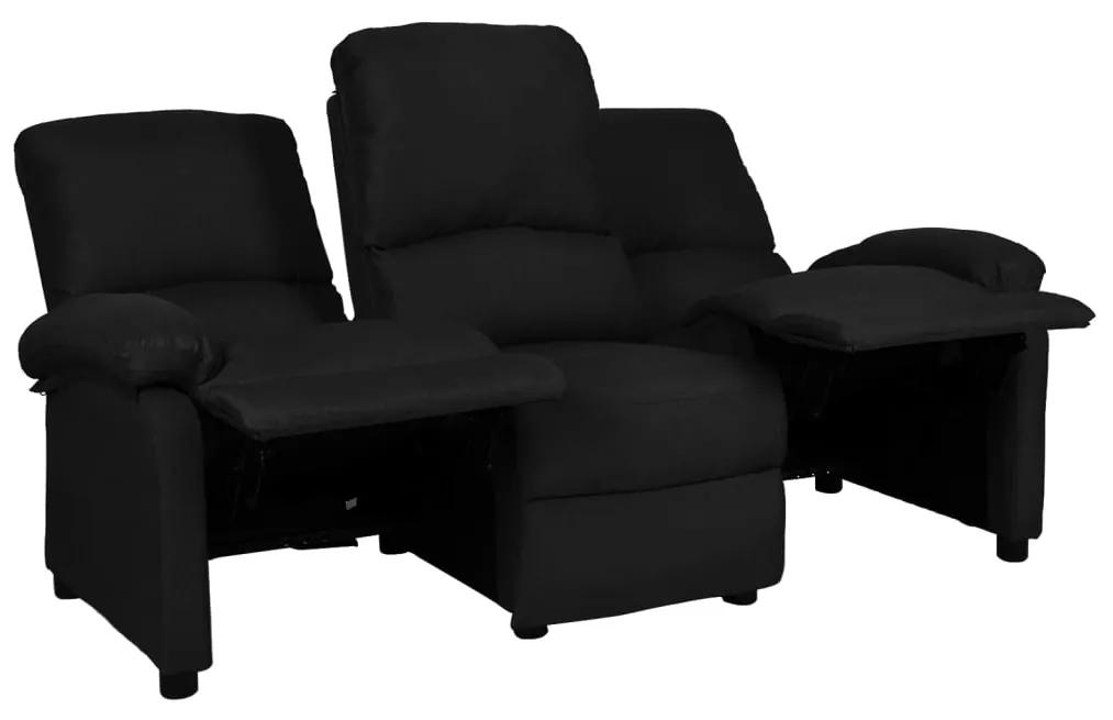 Sofá de 3 lugares reclinável em tecido preto
